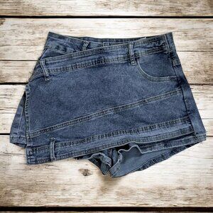 Vintage Upcycled Demin‎ Mini Skort Skirt  XS